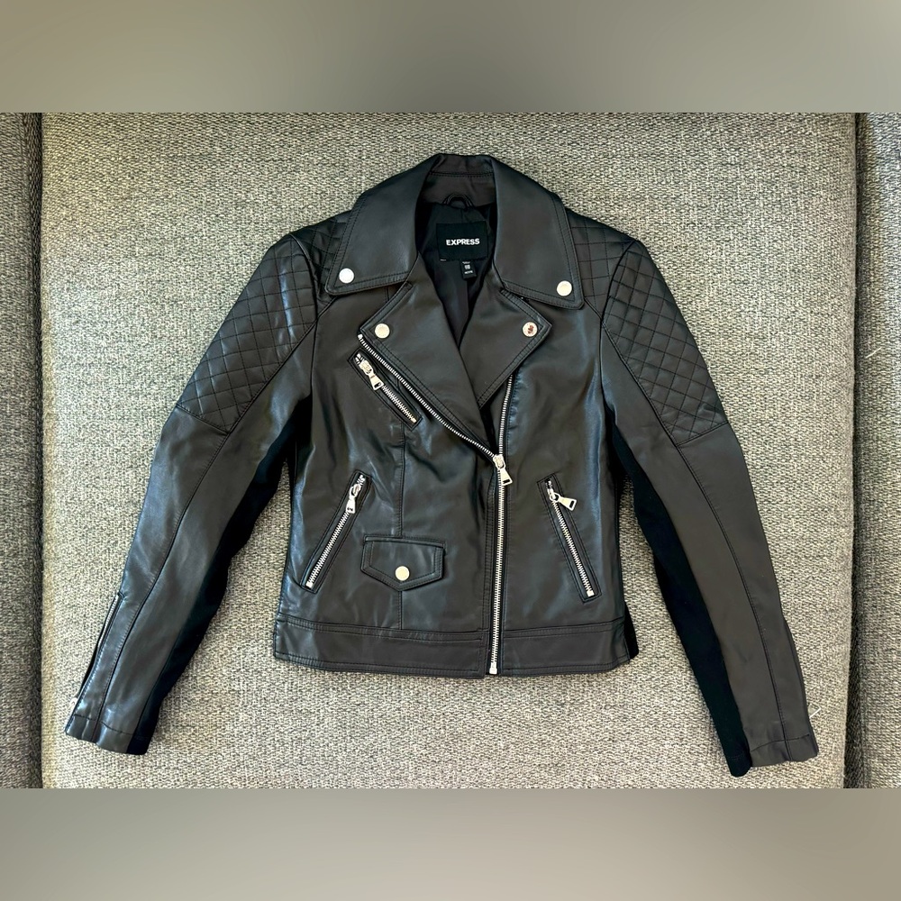 Express Faux Leather Biker Jacket size Petite XXS NWOT